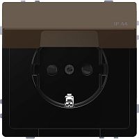 Розетка с заземлением без рамки Schneider Electric Merten D-Life 1-м. крышка шторки IP44 мокко картинка